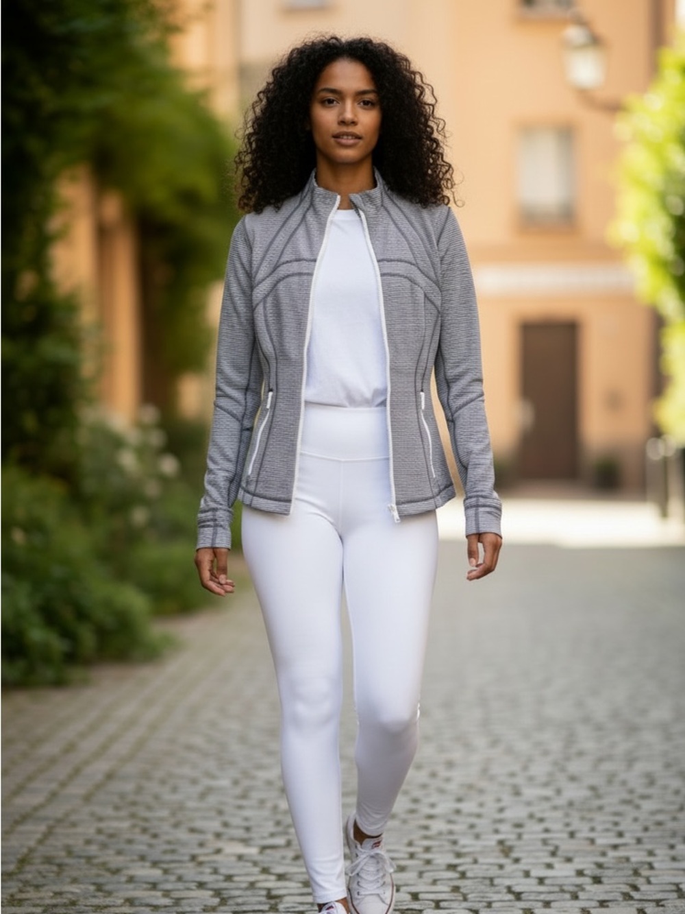 lululemon athletica Light Gray Striped Full-Zip Utility Jacket